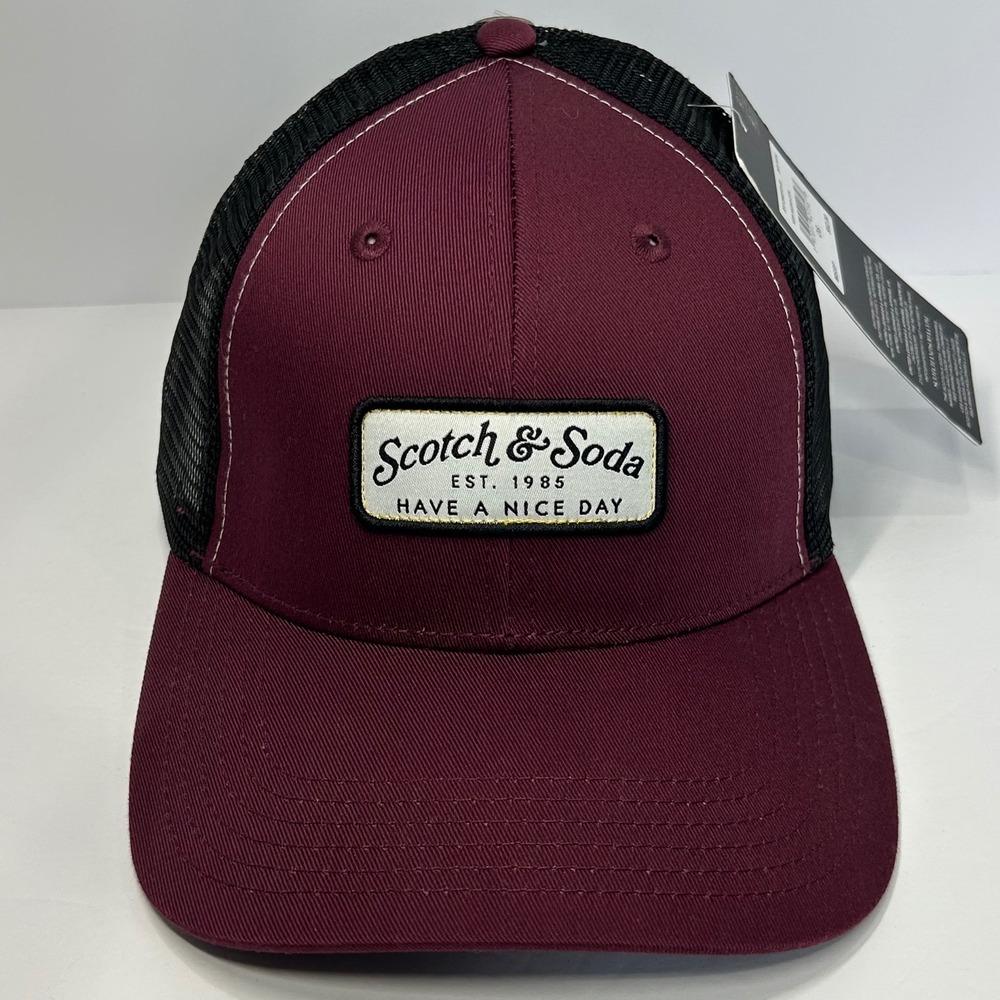 Scotch & Soda‎ Amsterdam Mens Trucker Hat Maroon Have A Nice Day Patch New